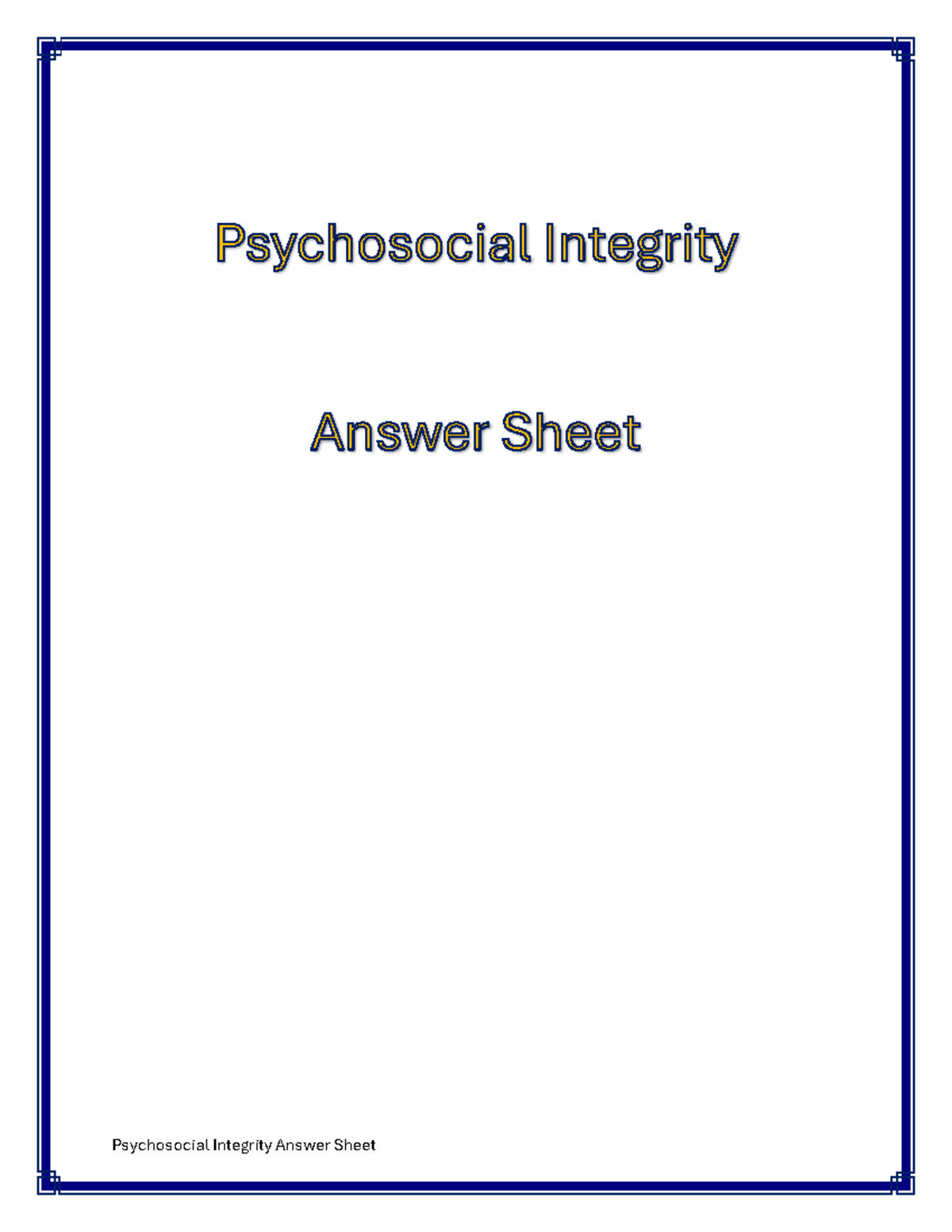 Psychosocial Integrity Exam Answer Sheet: Concepts & Interventions - 1 ...