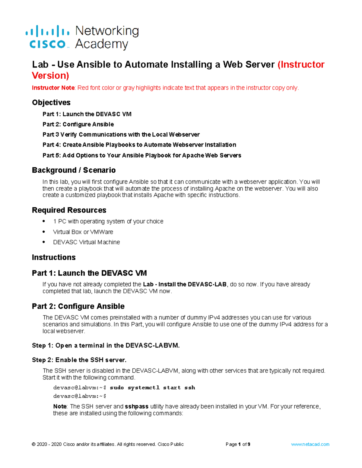 7.4.8 Lab - Automating Web Server Installation with Ansible - ILM - Studocu
