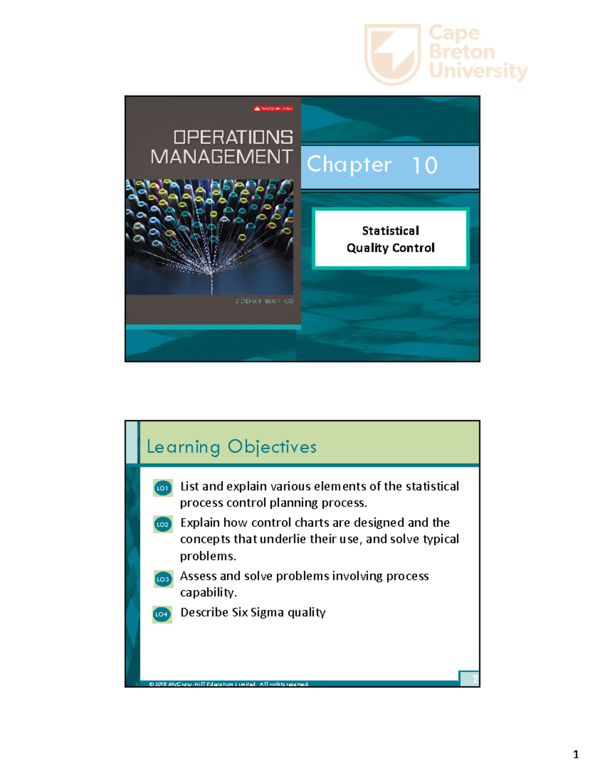 Chapter 10: Statistical Quality Control & Process Capability - ABC ...