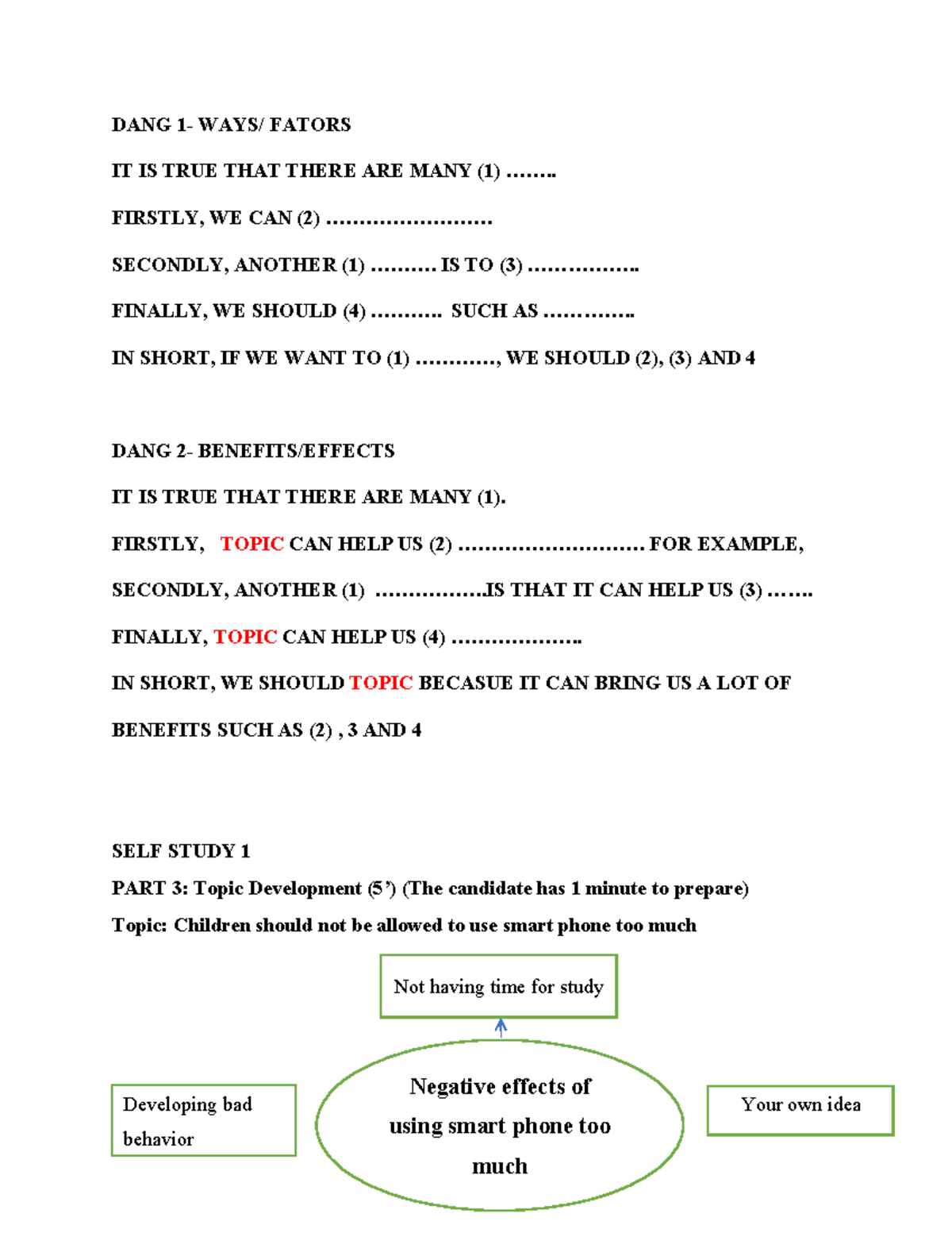 Speaking Part 3 - Vstep B2: Topic Development Strategies - Studocu