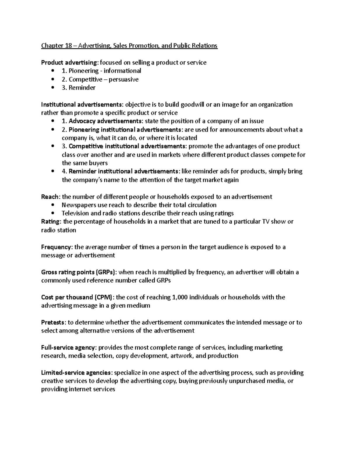 Chapter 18: Advertising, Sales Promotion & Public Relations Overview ...