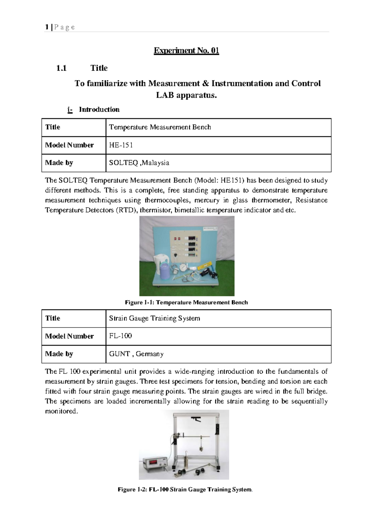 Experiment No. 01: Measurement Instrumentation & Control Lab Techniques ...