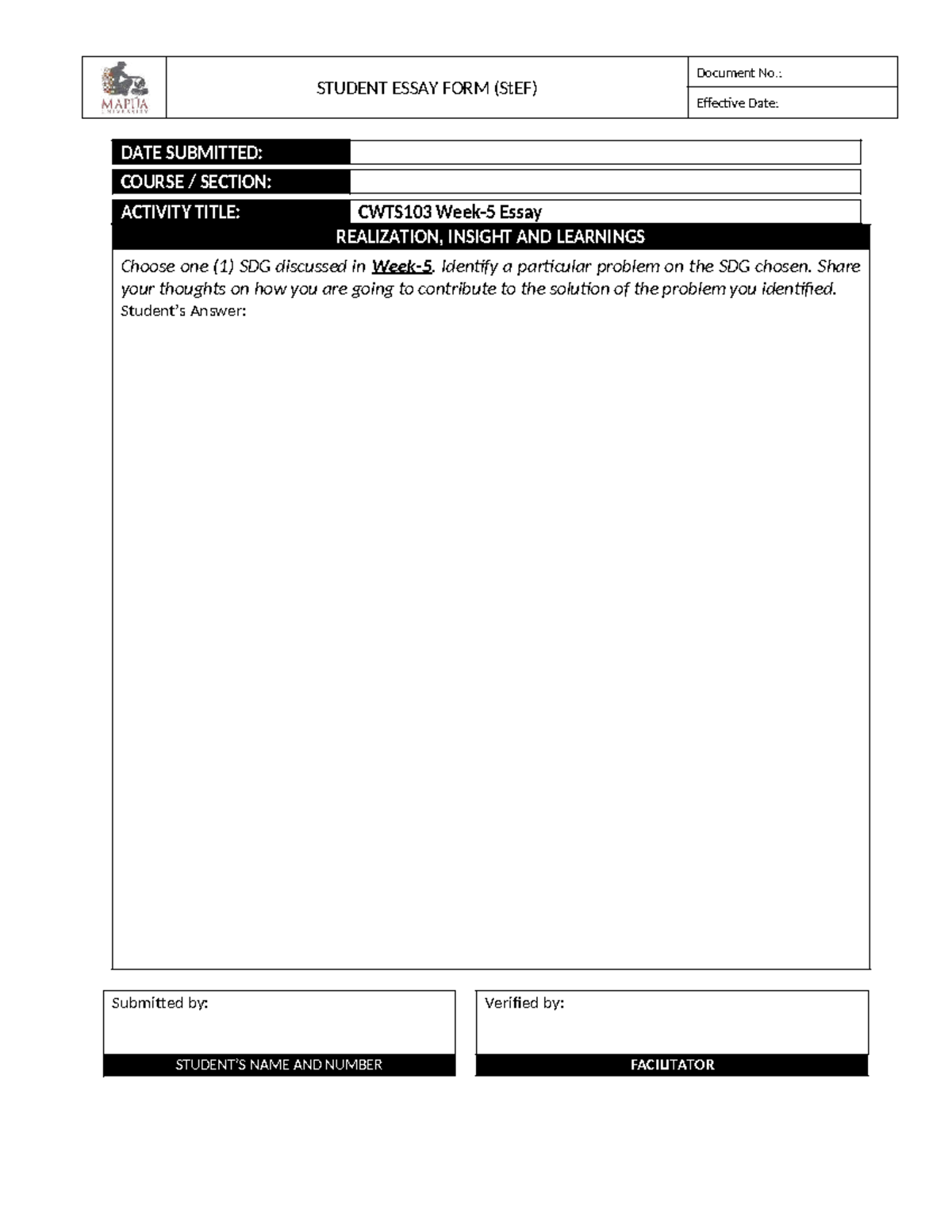 05 CWTS002 St EF Unsdg 10 12 - Civic Welfare Training Service 3 ...