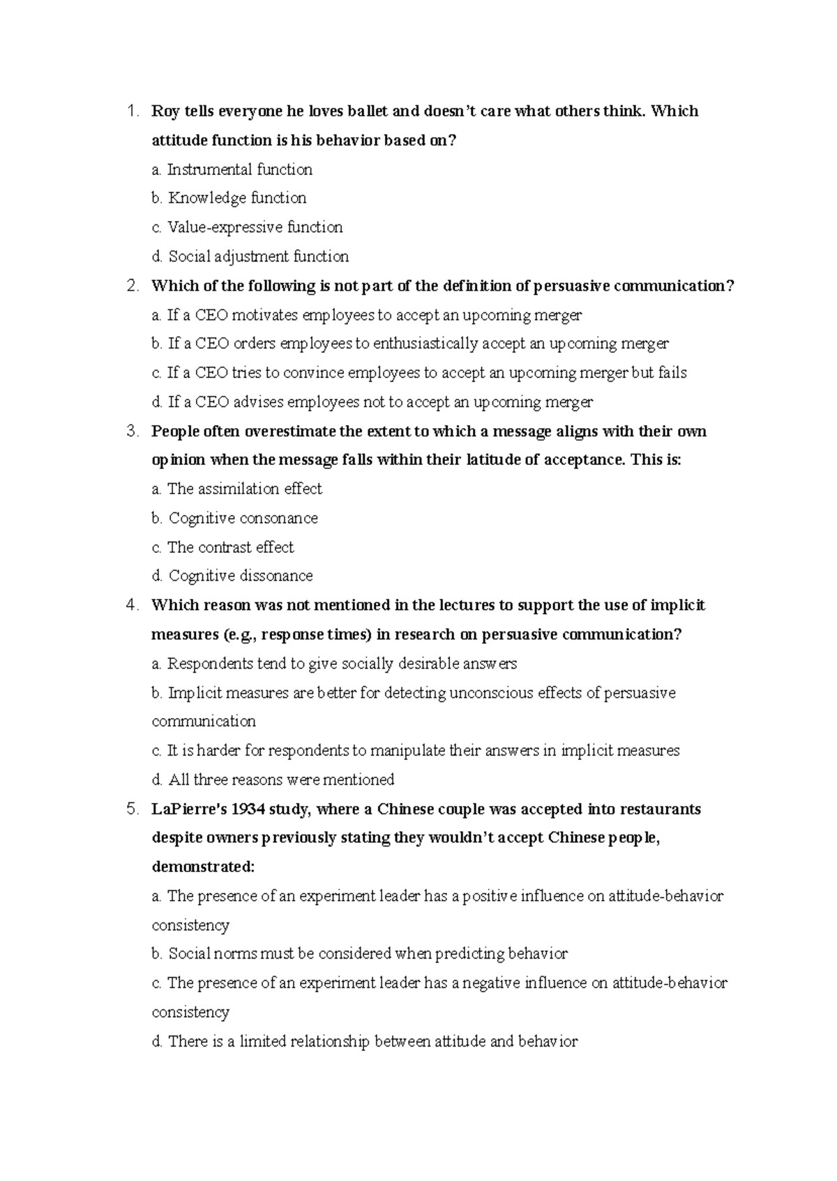 Mock Exam MPC B - Persuasive Communication Insights - Studeersnel