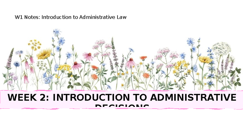 W1 Notes: Intro to Admin Law - Week 2: Admin Decisions Overview - Studocu