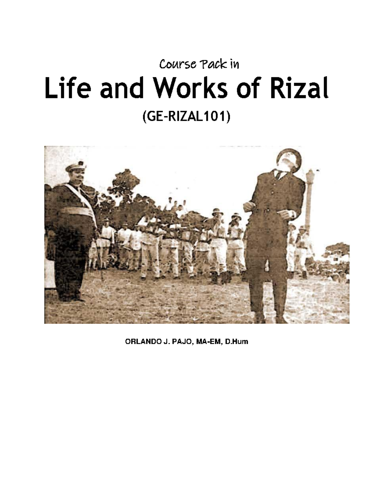 Course Pack for GE Rizal 101: Life and Works of Jose Rizal - Studocu