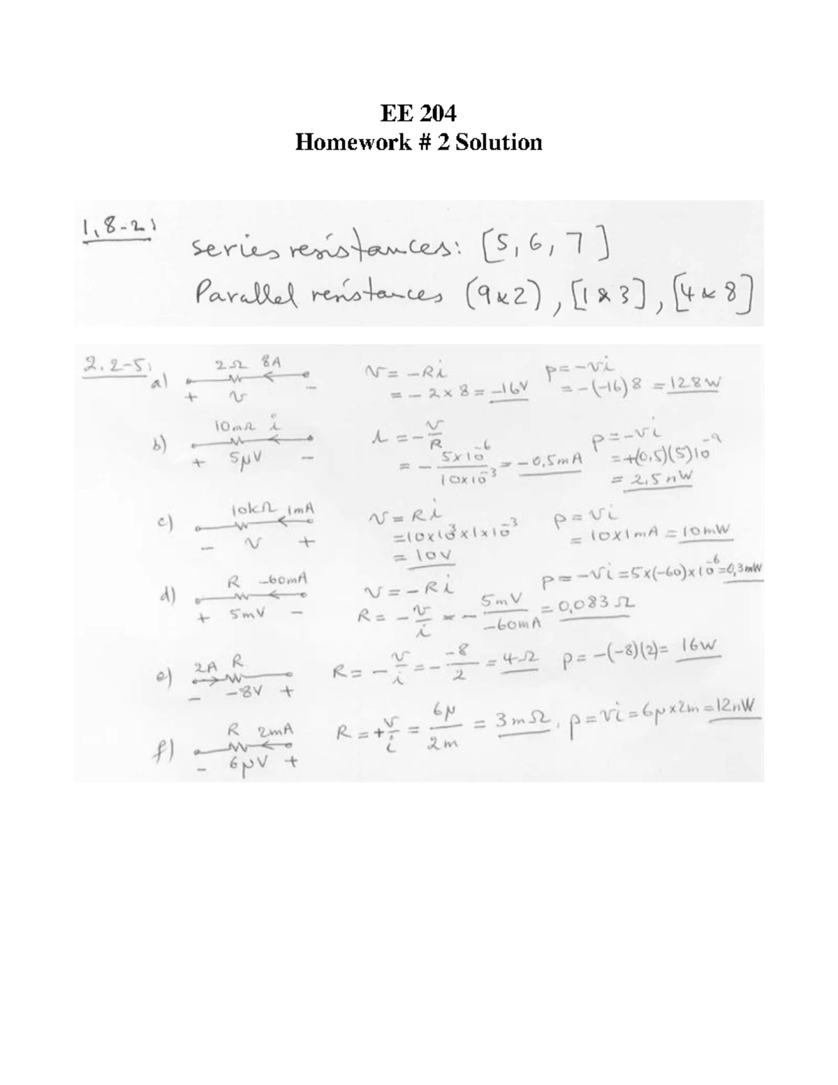 EE204 hw2 - Homework # 2 - Electric Circuit 1 - EE 204 (Semester 151 ...