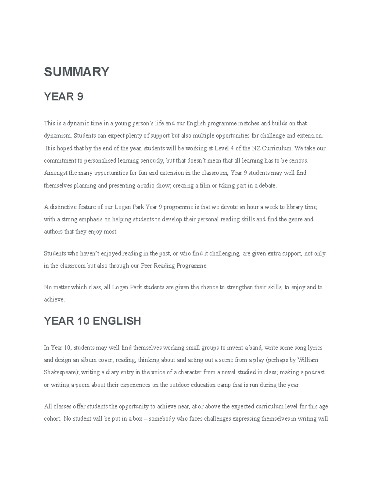Year 9-13 English & Media Studies Summary Overview - Studocu