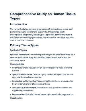 Comprehensive Guide to Human Tissues: Structure and Function ...