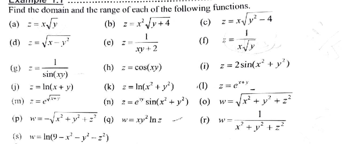 Exercise 1 domain and range - Find thedomain and the range of each of ...