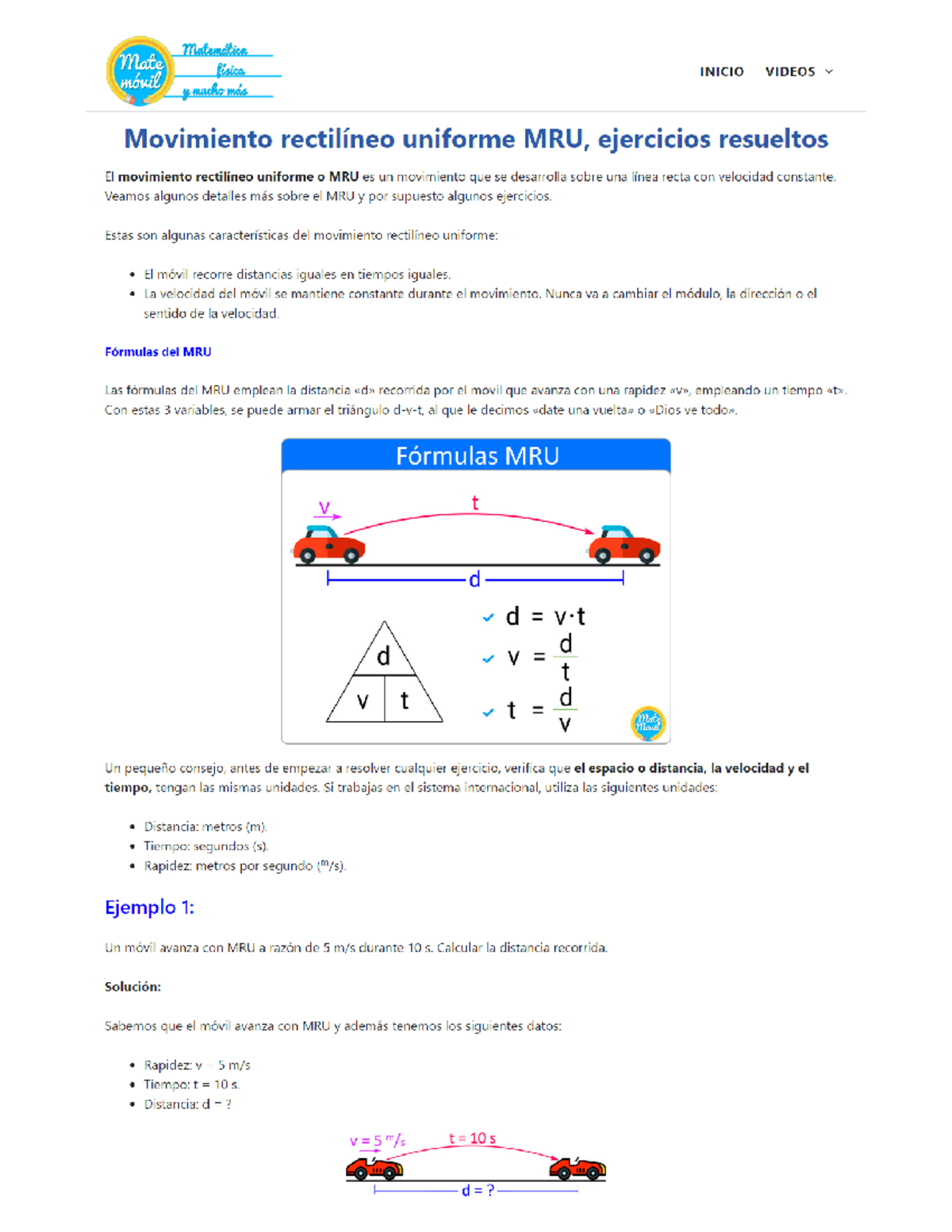 Movimiento Rectilineo Uniforme Mru Formulas Ejemplos Y 320x180