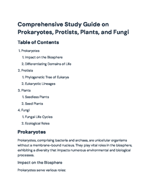 Comprehensive Study on Protists and Plant Evolution: Key Insights - The ...