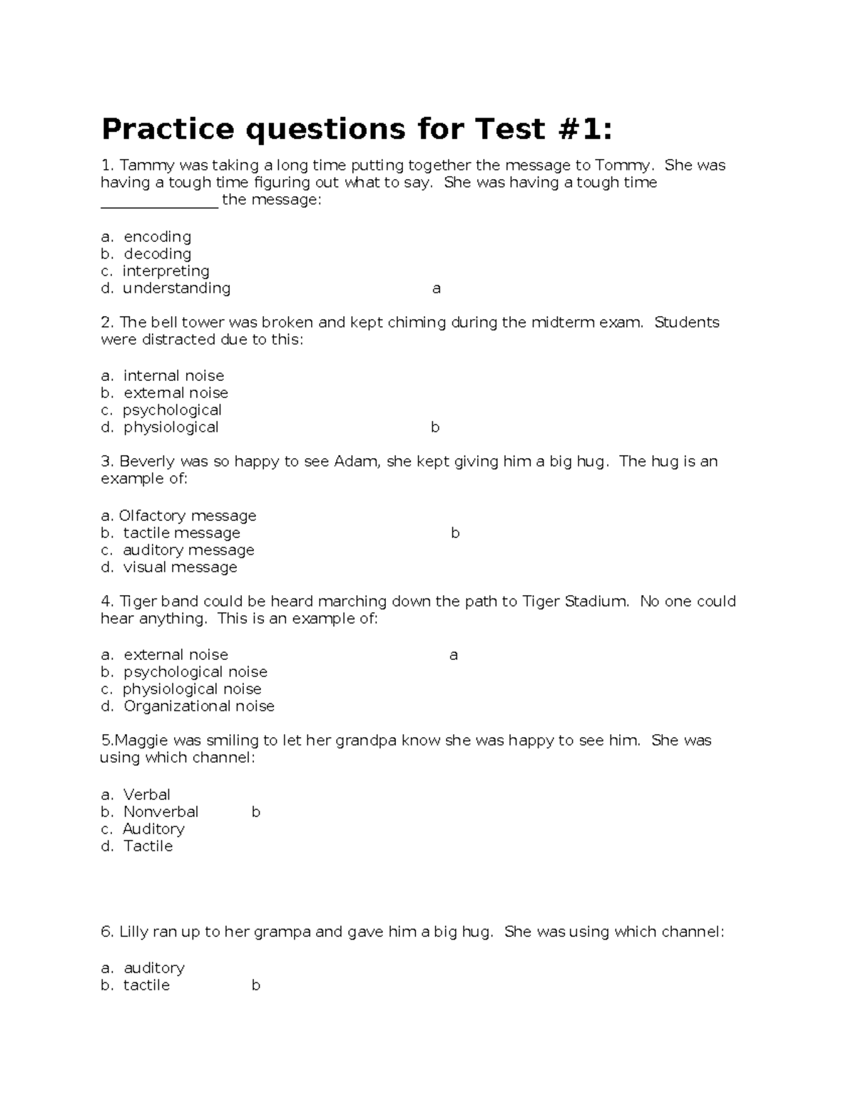 Ch 1 What is Communication Practice Test Questions for Test 1 - Studocu