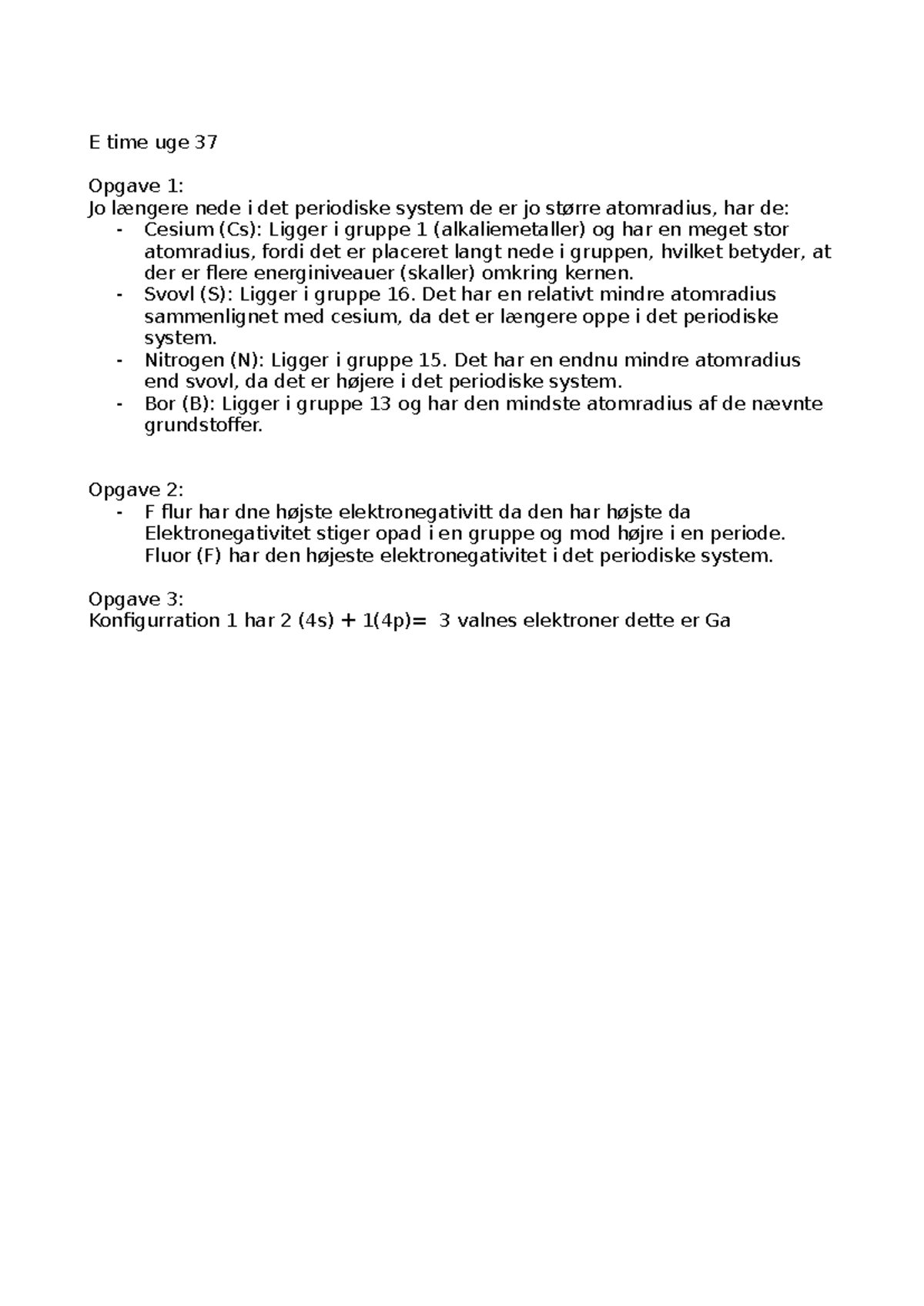 E time alle opgaver - opagver i første etime - E time uge 37 Opgave 1 ...