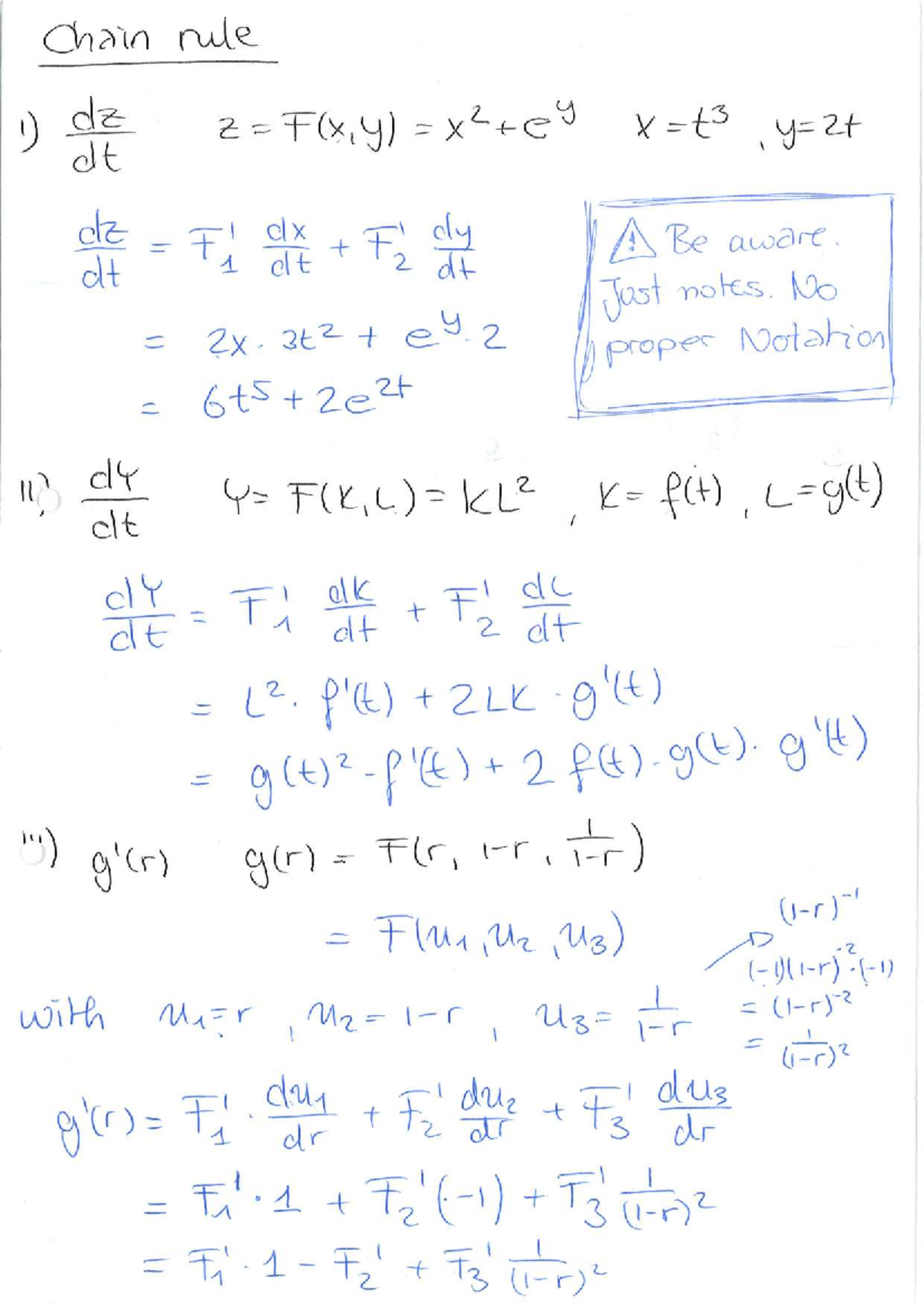 W4 Chain Rule Solution Notes and Derivations - Studeersnel