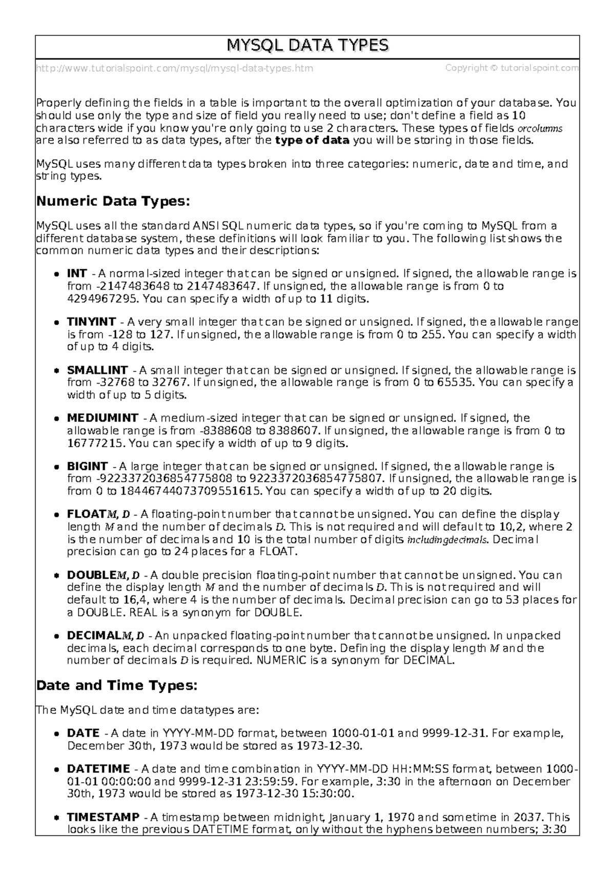 MySQL Data Types Overview: Understanding Numeric, Date & Time Types ...