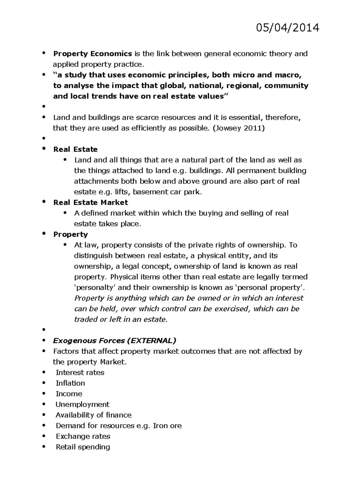 Property Economics Lecture Notes: Understanding Real Estate Dynamics ...