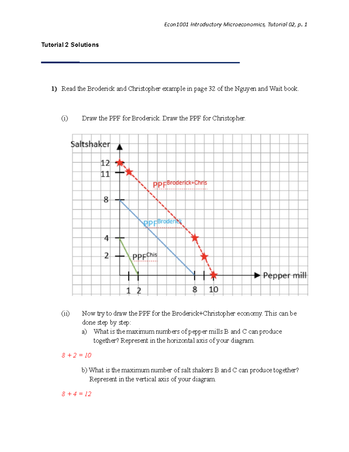 Econ1001 Tutorial 02 Solutions: PPF, Advantages, and Cost Analysis ...