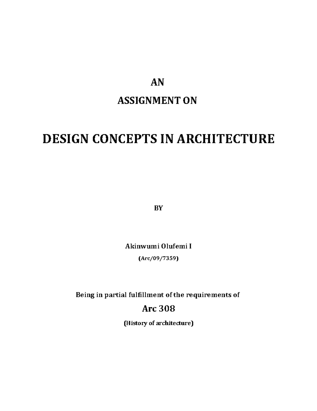 Arc 308 Assignment: Exploring Fundamental Design Concepts in ...
