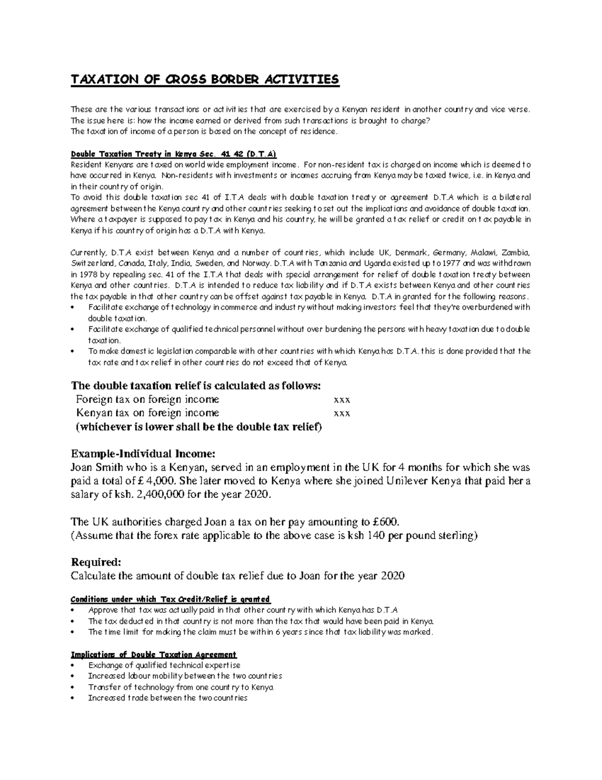 Taxation OF Cross Border Activities - TAXATION OF CROSS BORDER ...