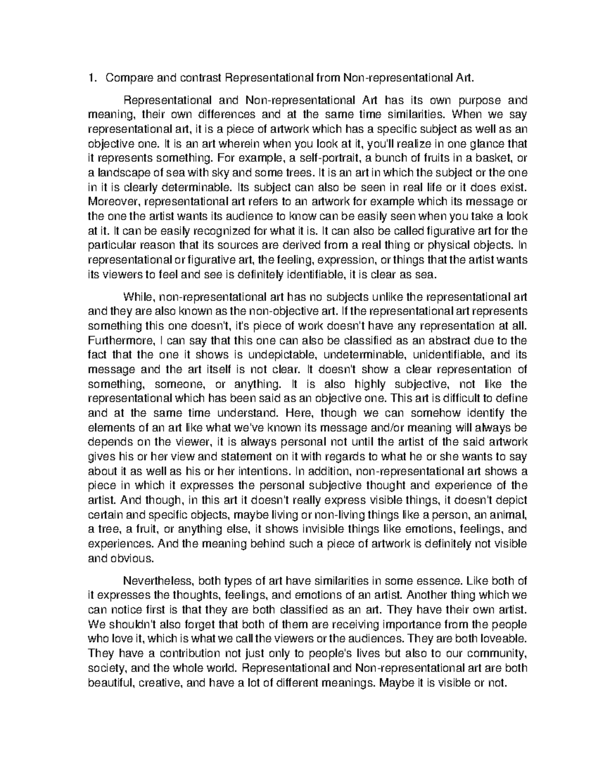 Representational from Non-representational Art - Representational and ...