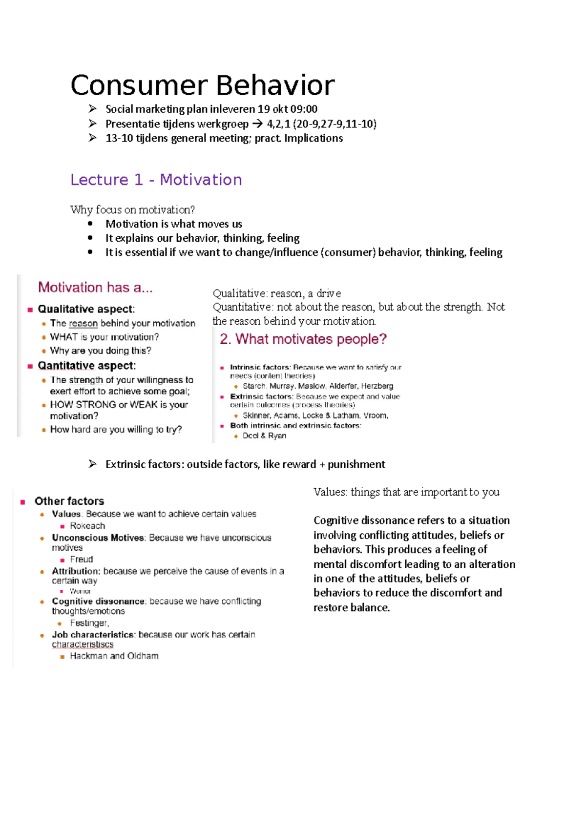 Consumer Behavior Lecture Notes - Motivation and Attitude Formation ...