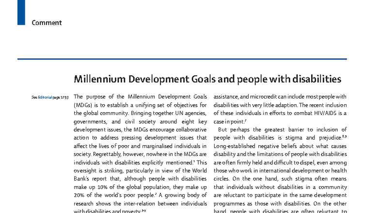 Millennium Development Goals and Persons with Disabilities Analysis ...