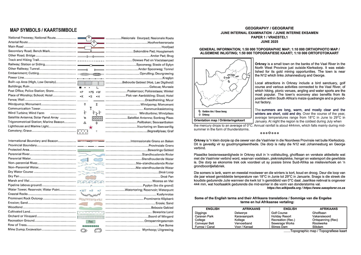 GEOG 2025: Map Symbols for June Internal Examination - Studocu