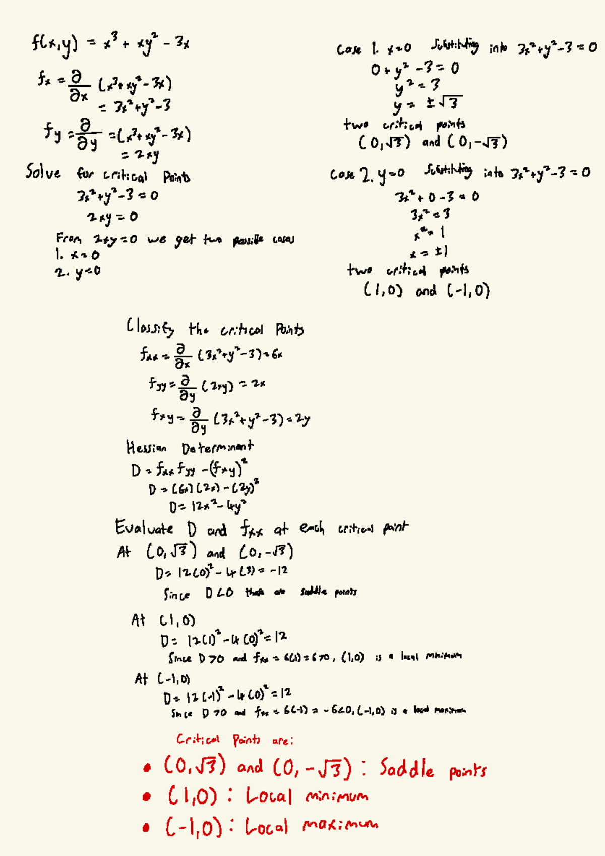 Maths 208 - Case study on critical points and classification - Studocu