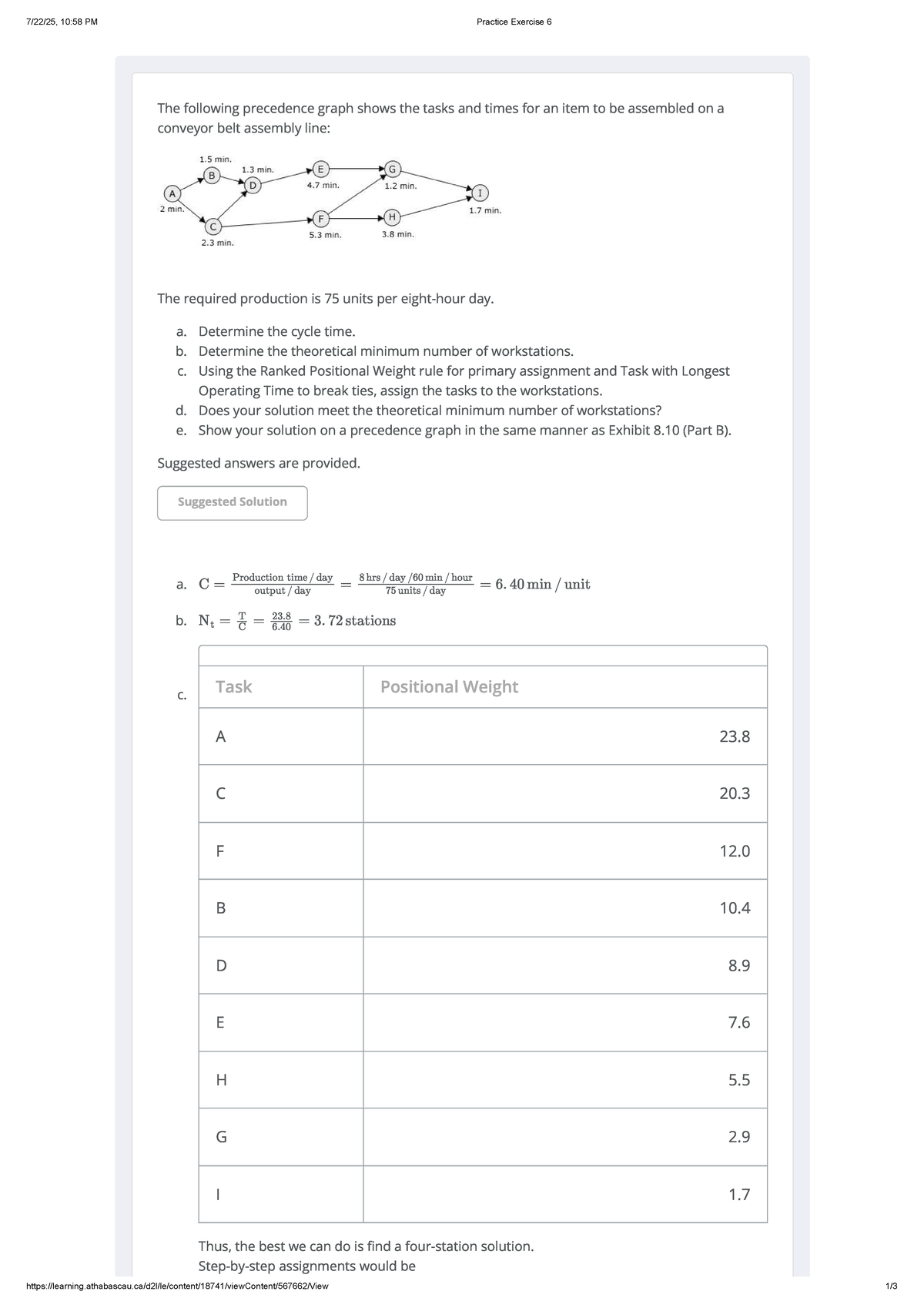 Practice Exercise 6 - MGSC368 Assembly Line Task Assignment Analysis ...