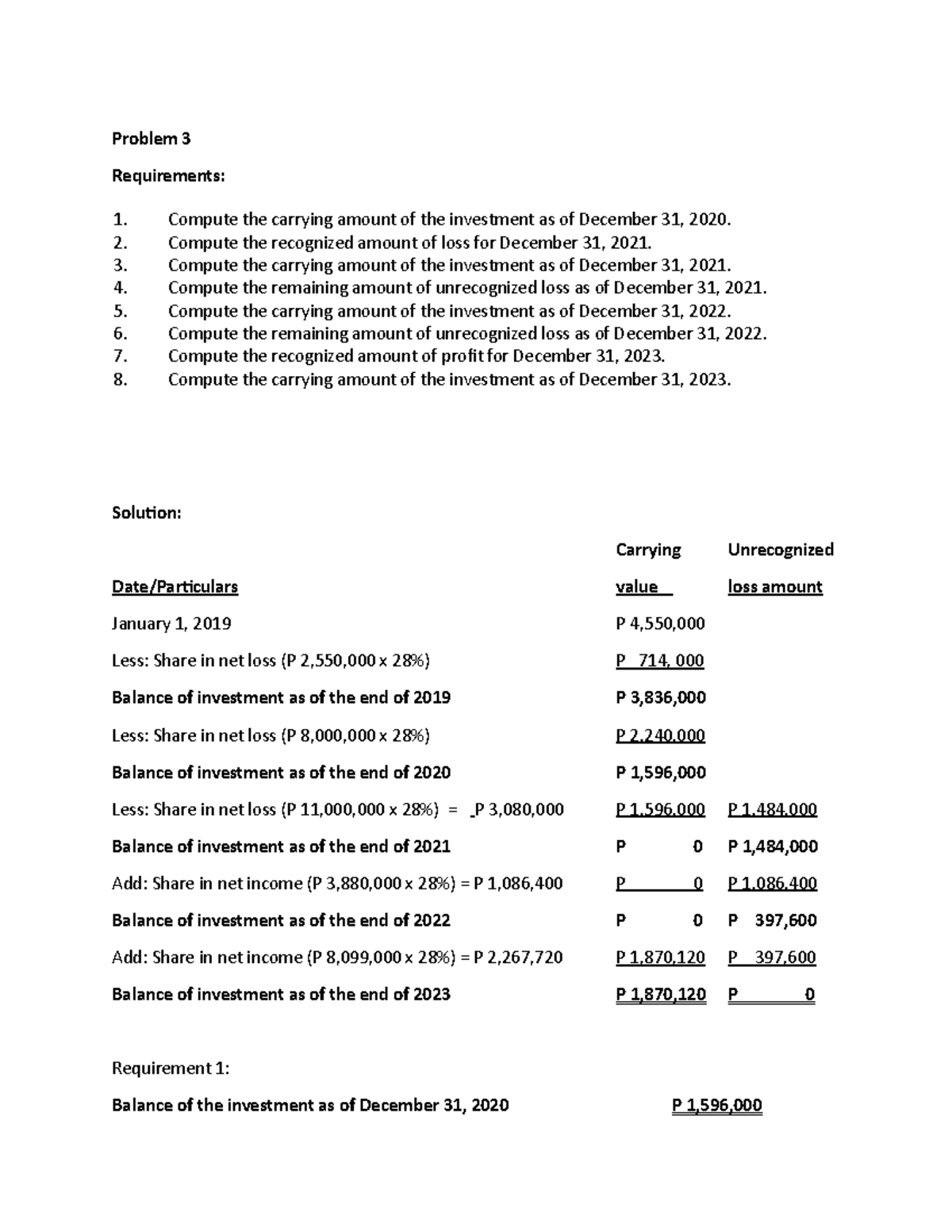 Accounting basic problems Basic accounting - Problem 3 Requirements ...