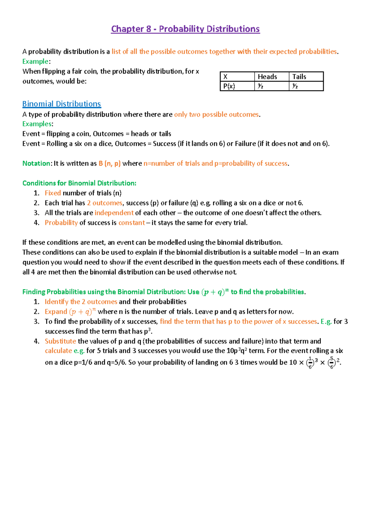Statistics 101: Chapter 8 - Probability Distributions & Binomial Models ...