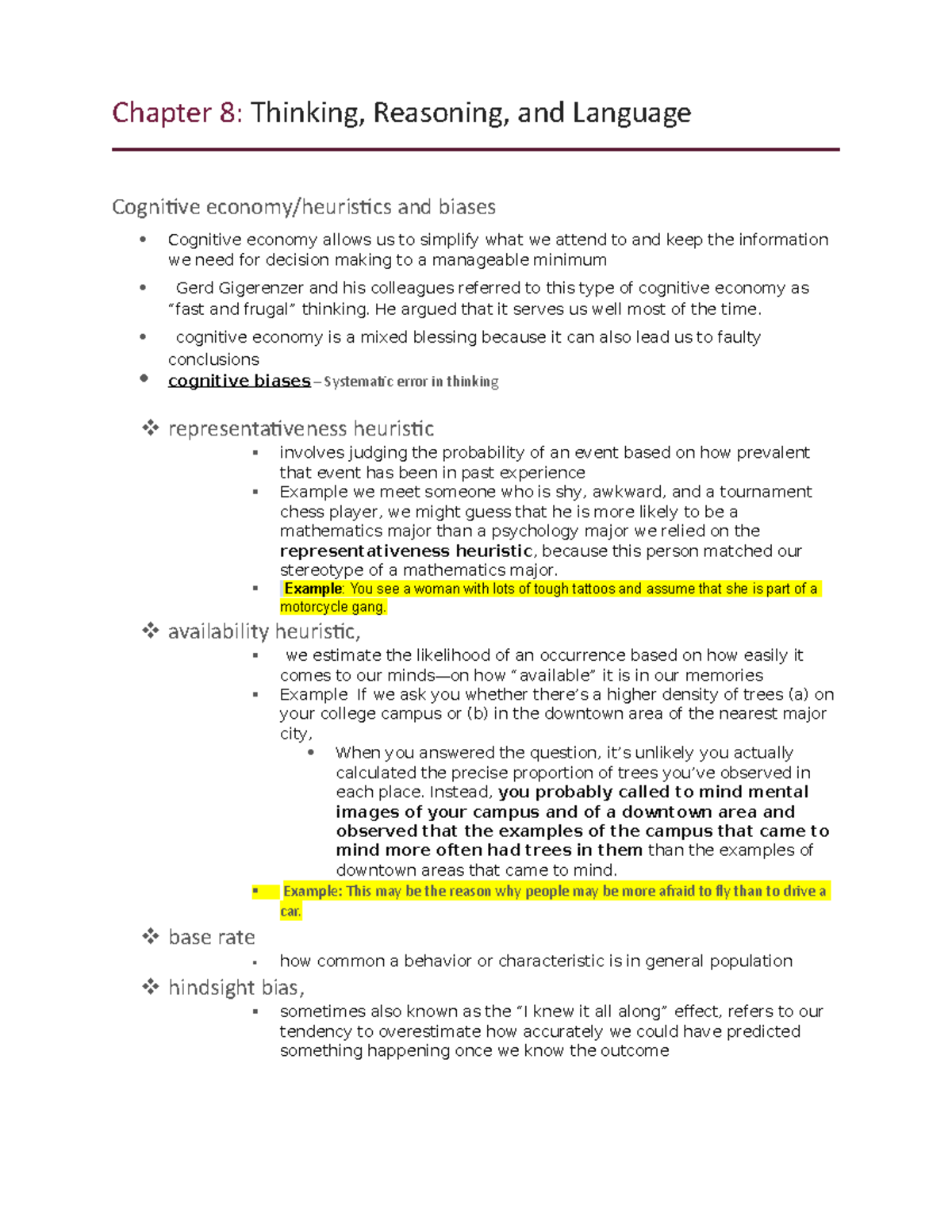 Chapter 8 psychology 105 - Chapter 8: Thinking, Reasoning, and Language ...