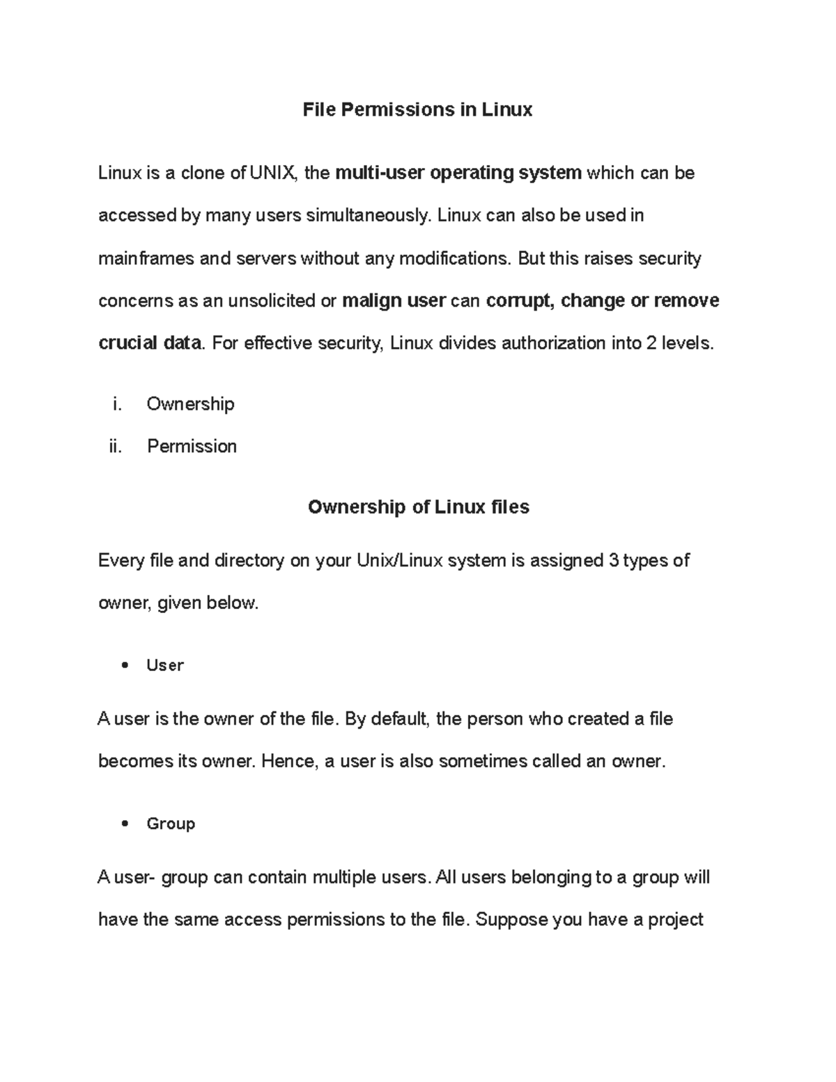 Linux File Permissions Explained: Ownership & chmod Command Guide - Studocu