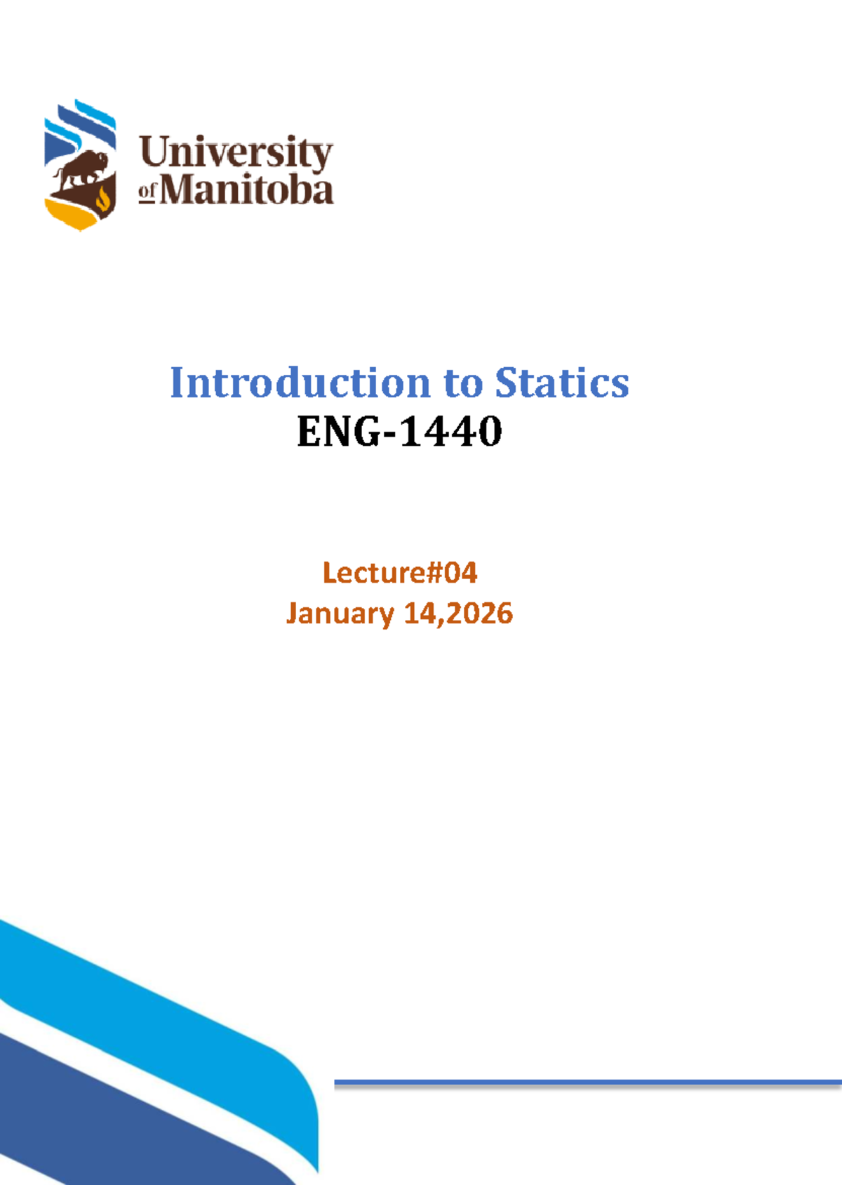 ENG 1440 Winter 2026 Lecture 4: Force Systems and Resultants - Studocu