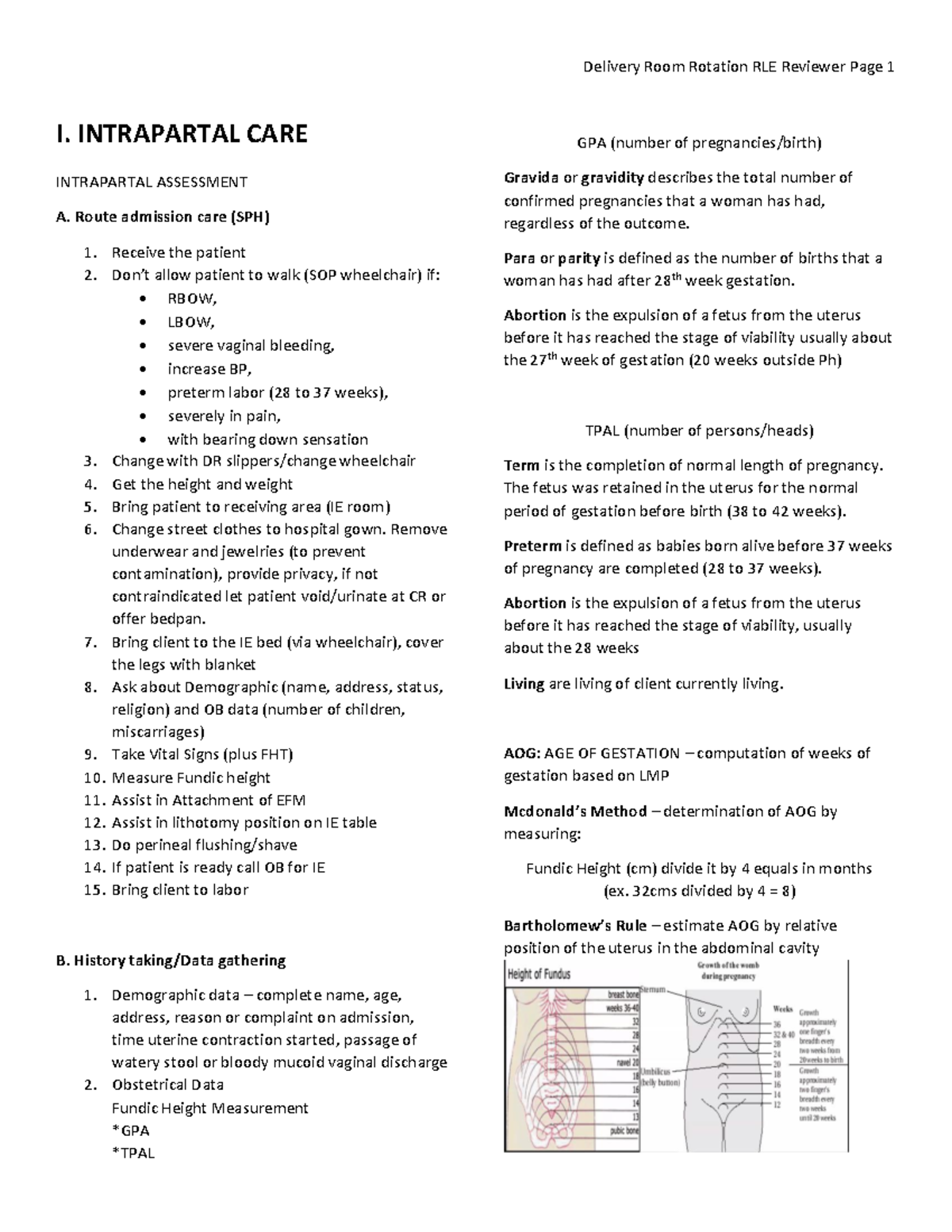 Delivery Room Rotation RLE Comprehensive Care Guide - Studocu