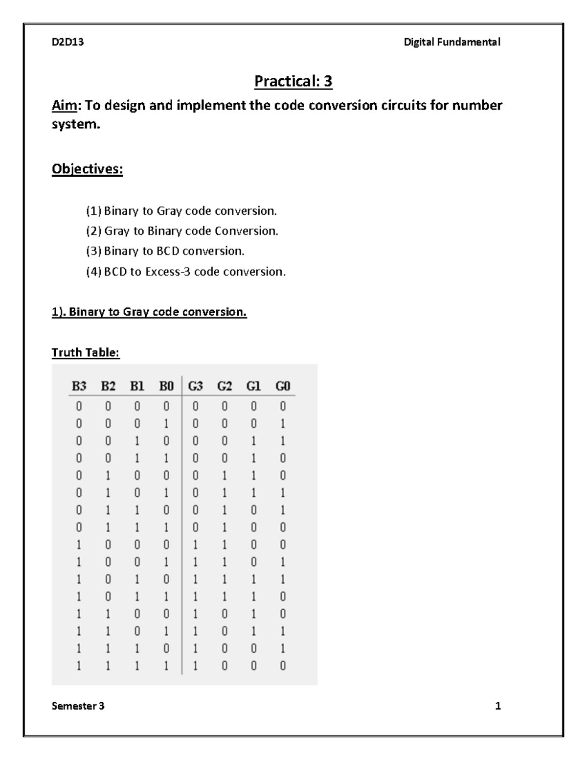 D2D13 DF PR-3 - Code Conversion Circuits Practical Guide - Studocu