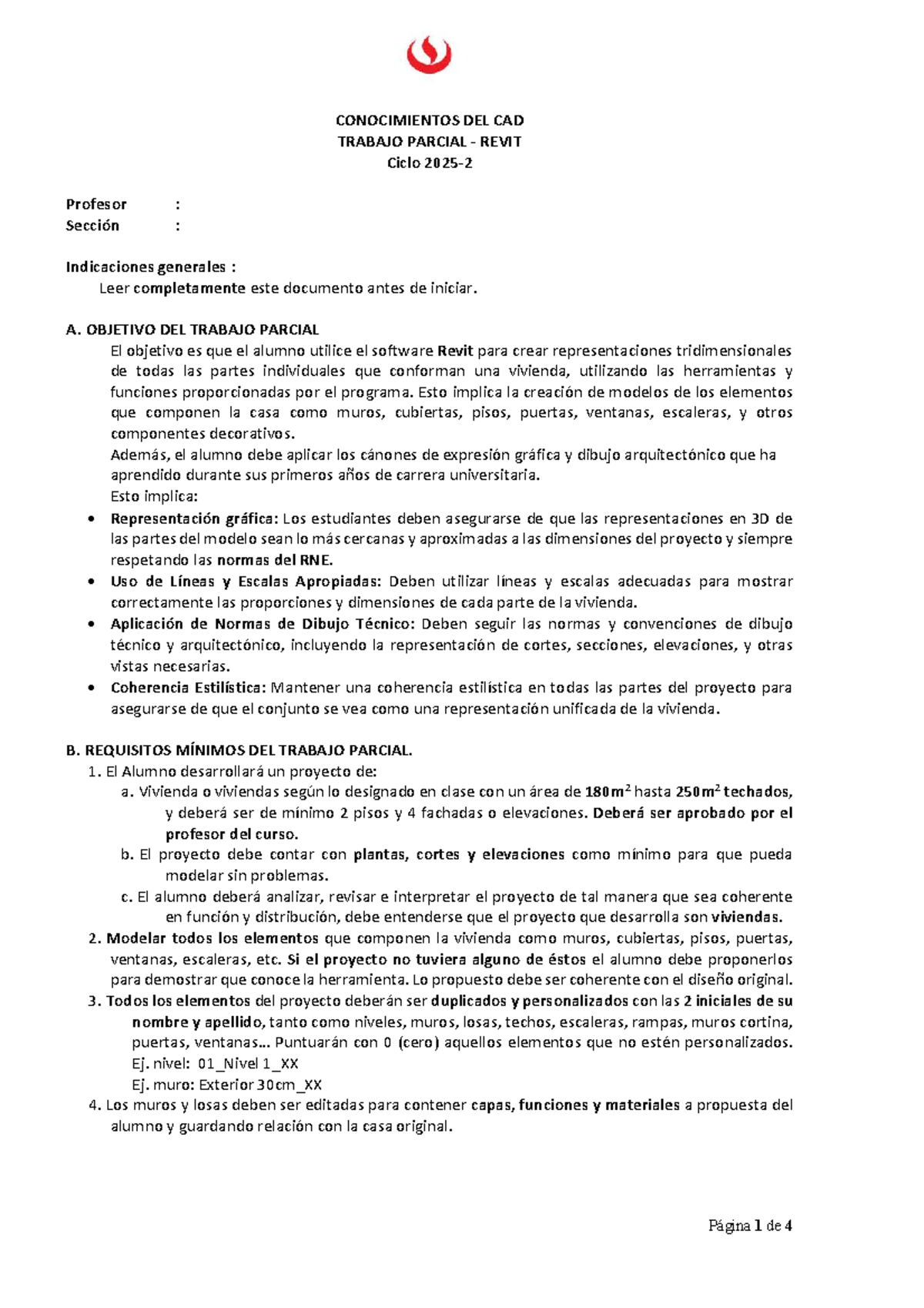 AR342 Trabajo Parcial 2: Modelado en Revit 2025-2 - Studocu