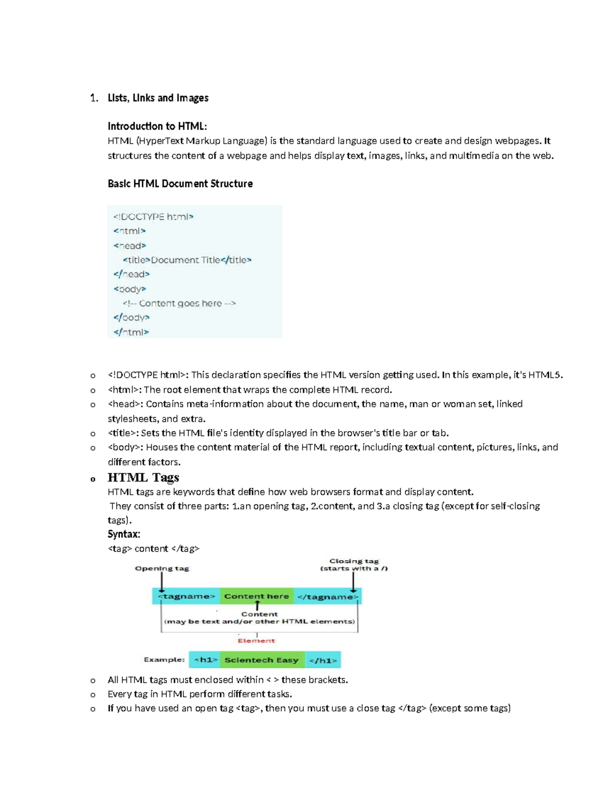 Experiment-1: Introduction to HTML - Lists, Links & Images (FSD LAB ...
