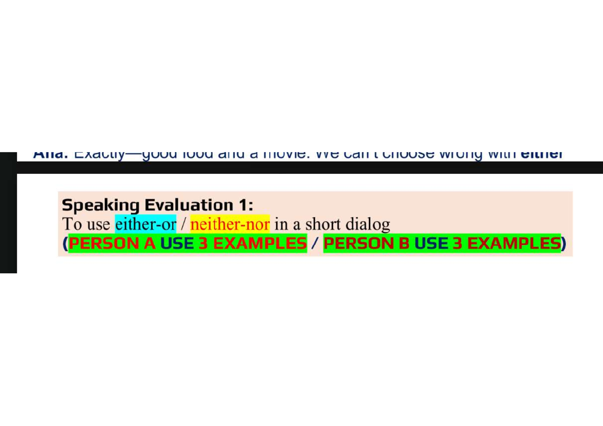 Speaking Evaluation 1: Dialog Examples for L Chouse Movie Analysis ...