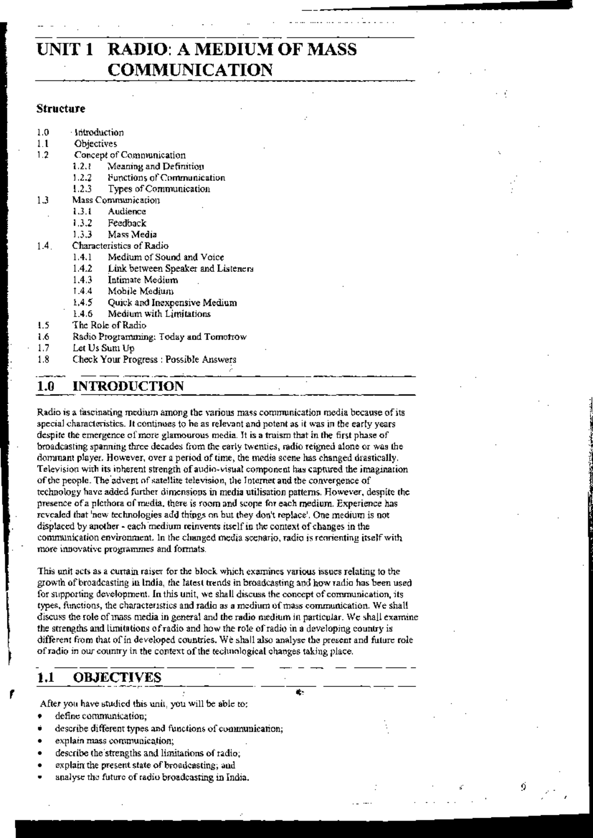 Unit 1 - Radio: Characteristics and Role in Mass Communication - Studocu
