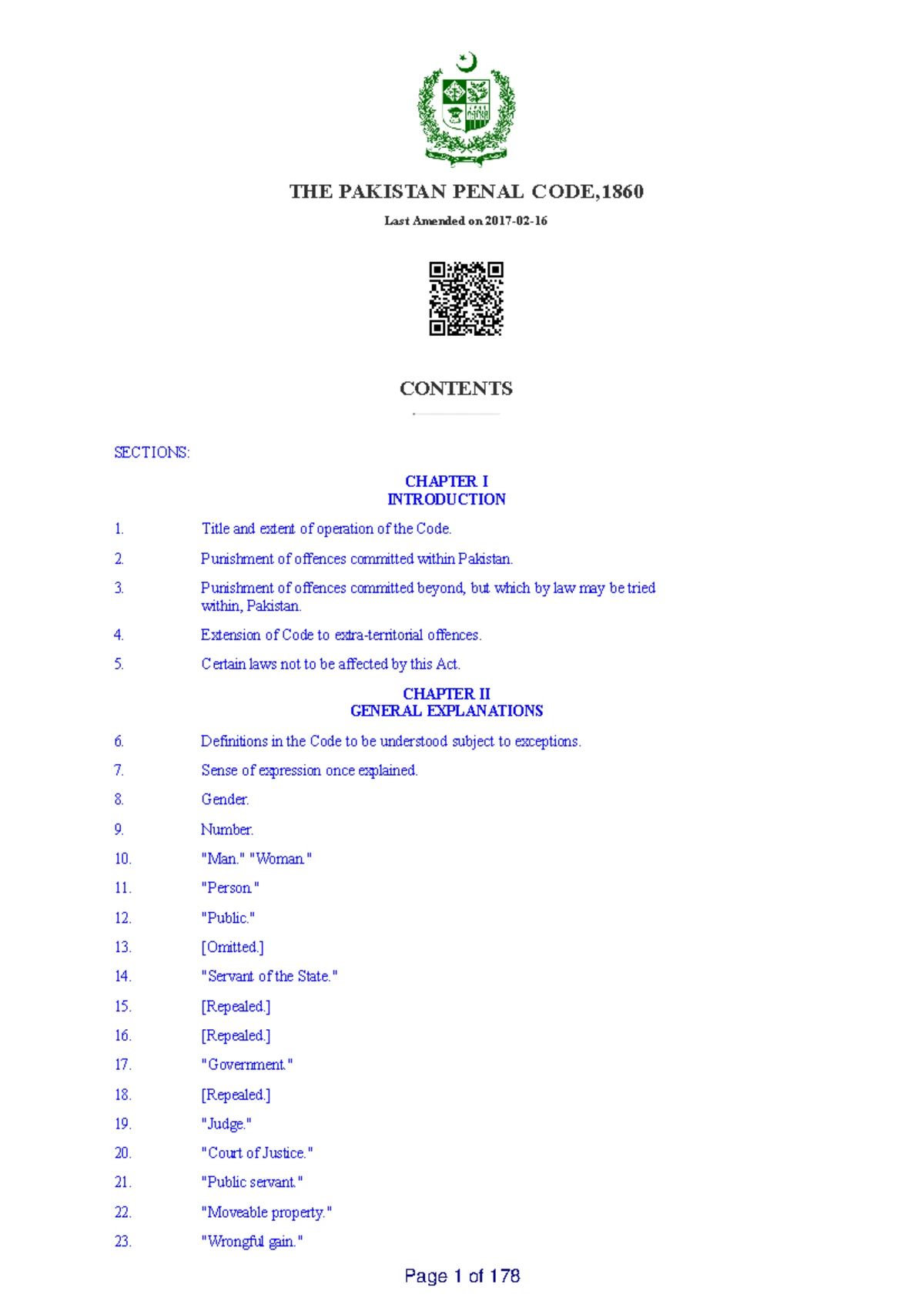 Pakistan penal code (ppc) - THE PAKISTAN PENAL CODE, Last Amended on ...