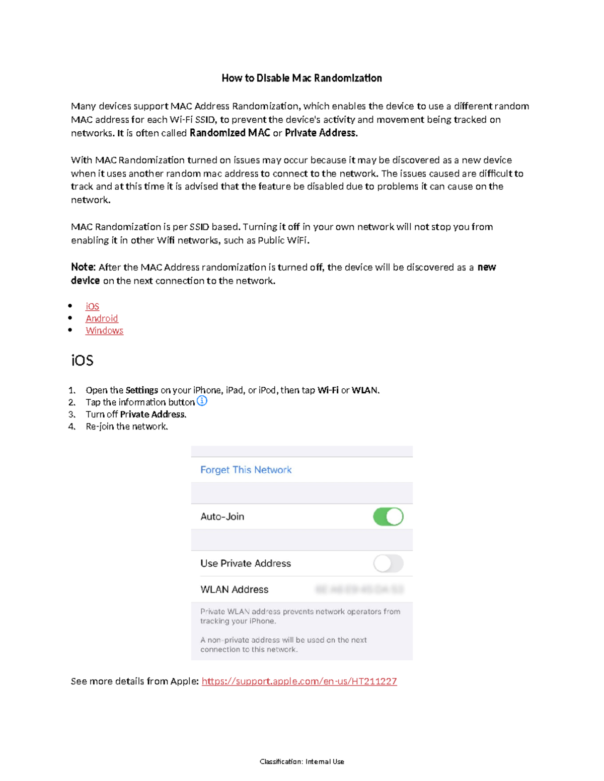 Guide to Disabling MAC Randomization on iOS & Android Devices - Studocu