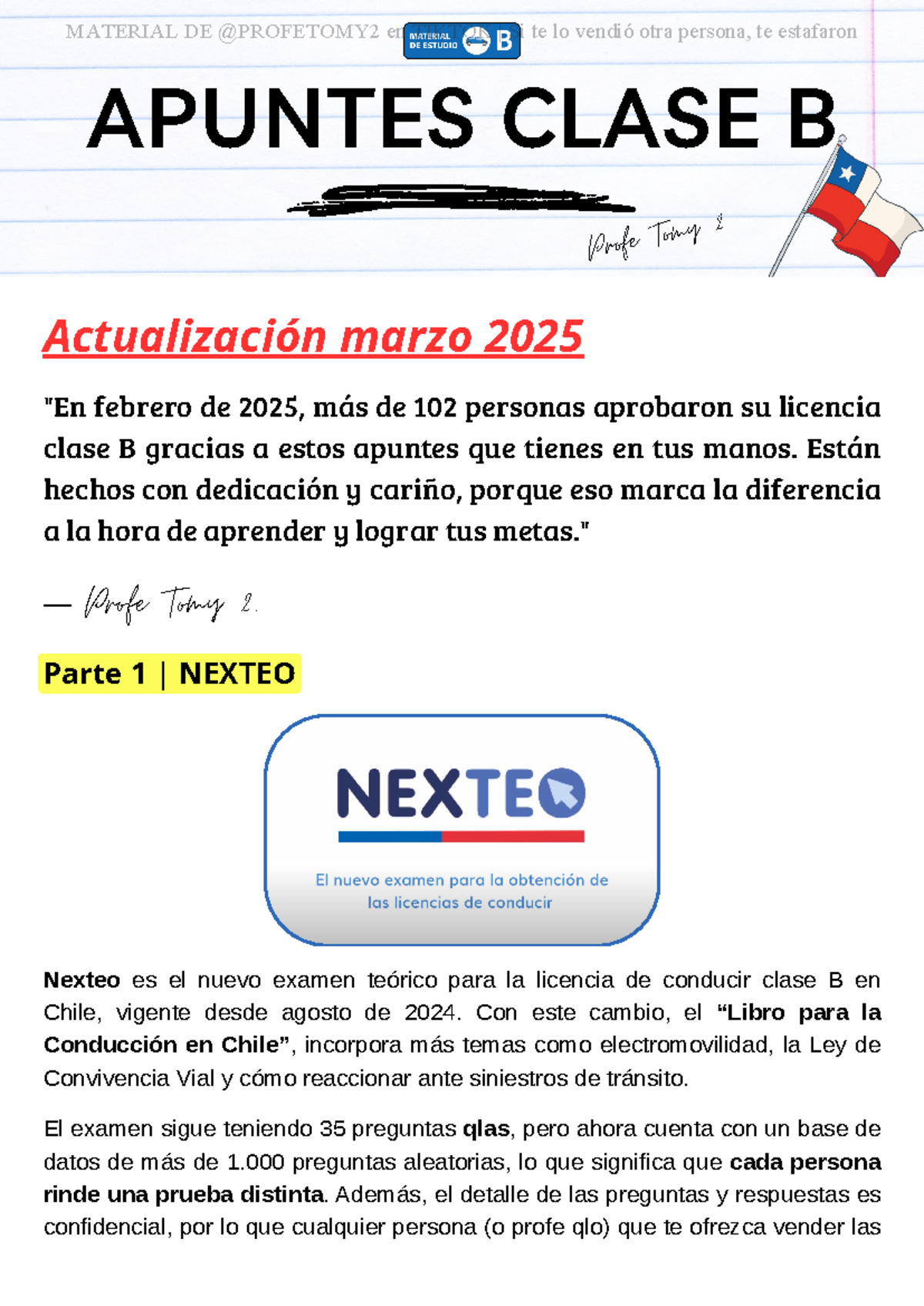 Apuntes Clase B Nexteo 2025 - Profe Tomy2 Tiktok - Document Preview