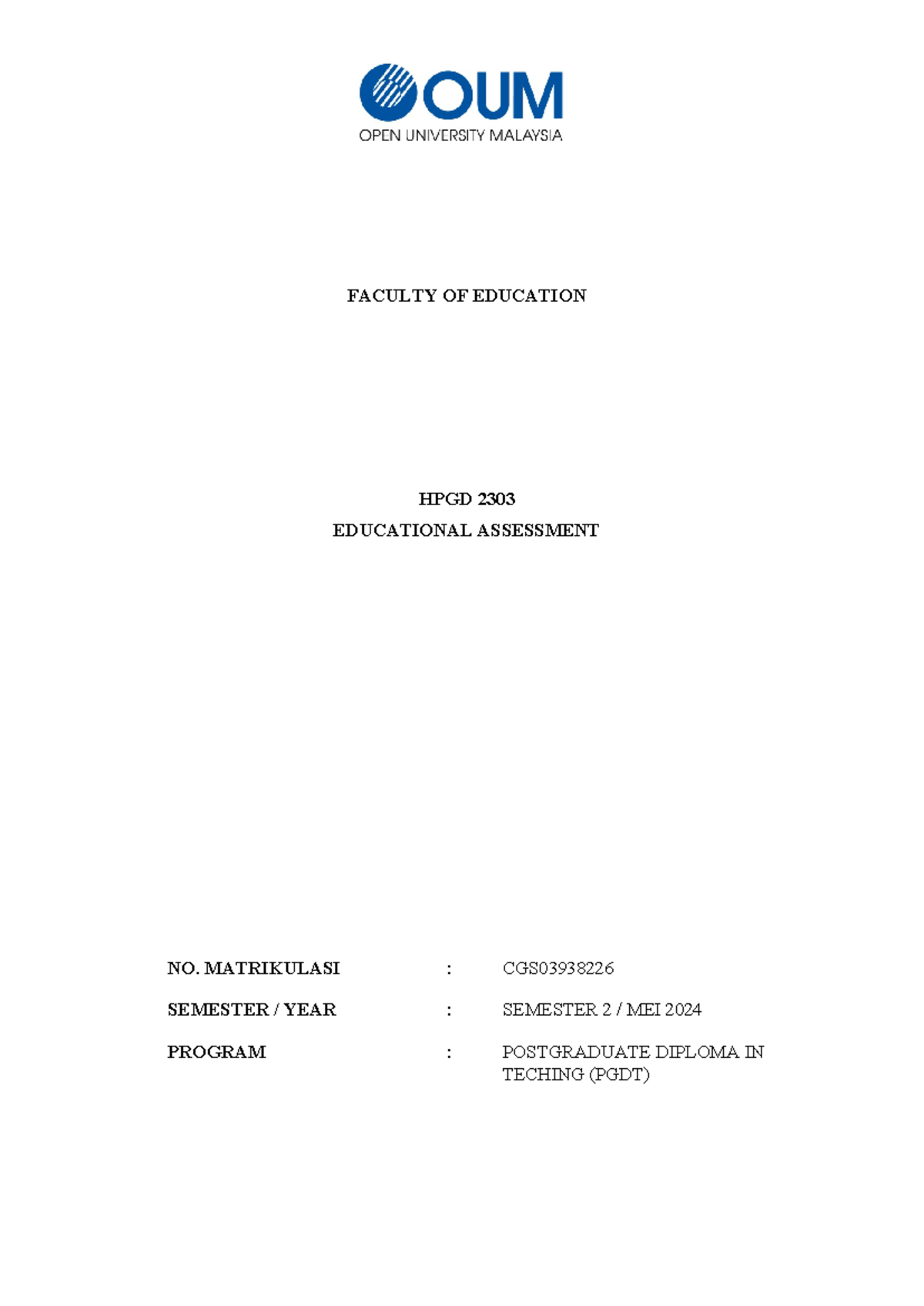 HPGD 2303 Educational Assessment: Comprehensive Guide & Analysis - Document Preview