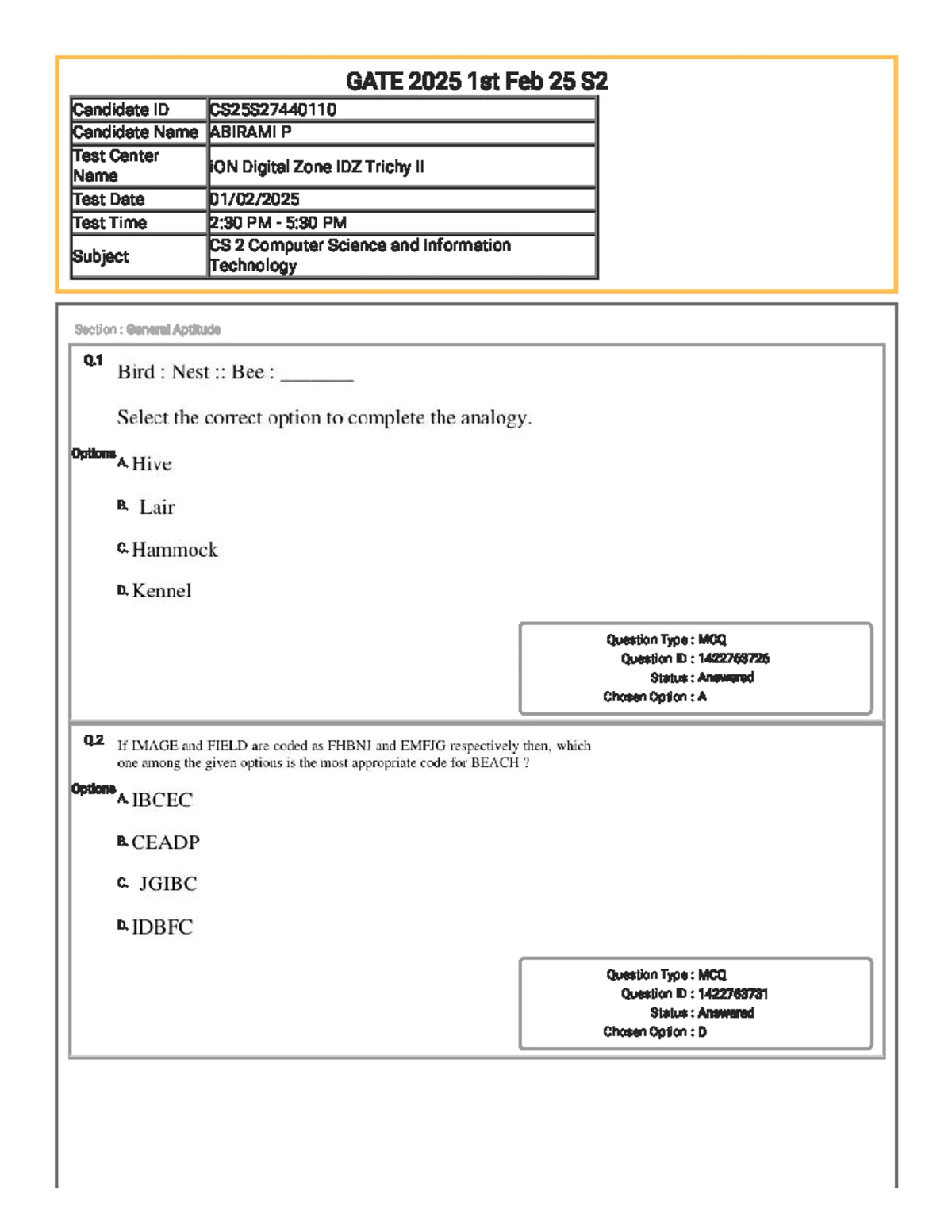 GATE 2024 CS1 General Aptitude Set 1 Questions & Answers - Studocu