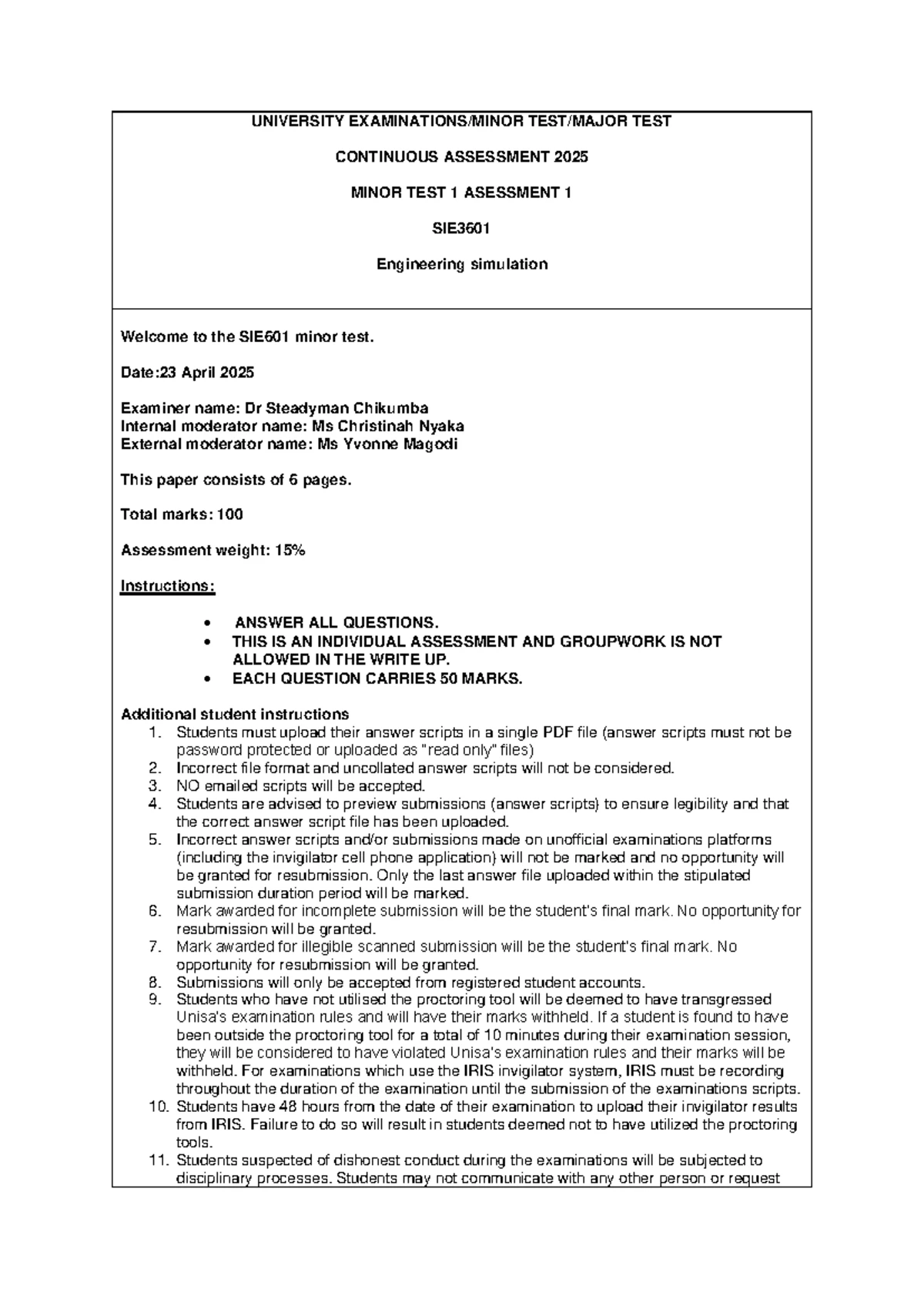 MTC2602 Major Test 2 Instructions and Assessment Guidelines - Studocu
