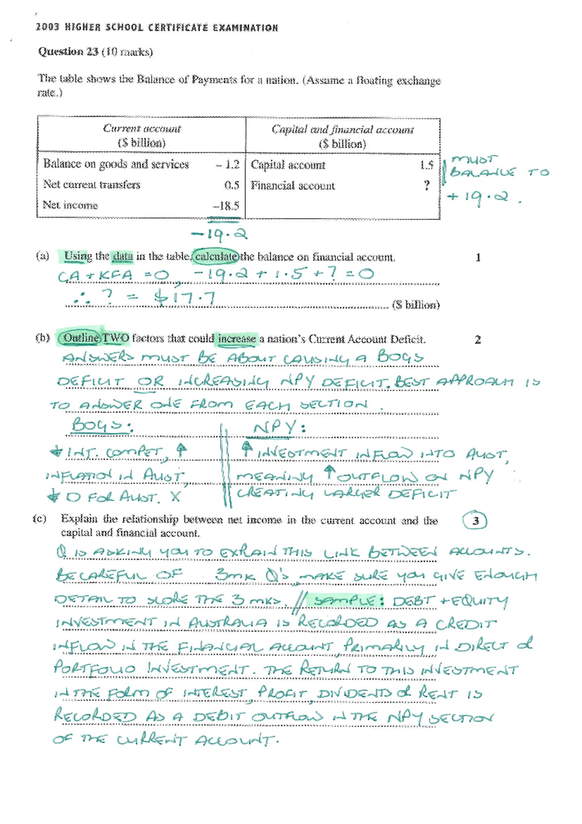BOP Practice Questions & Answers for HSC Economics (2003-2017) - Studocu