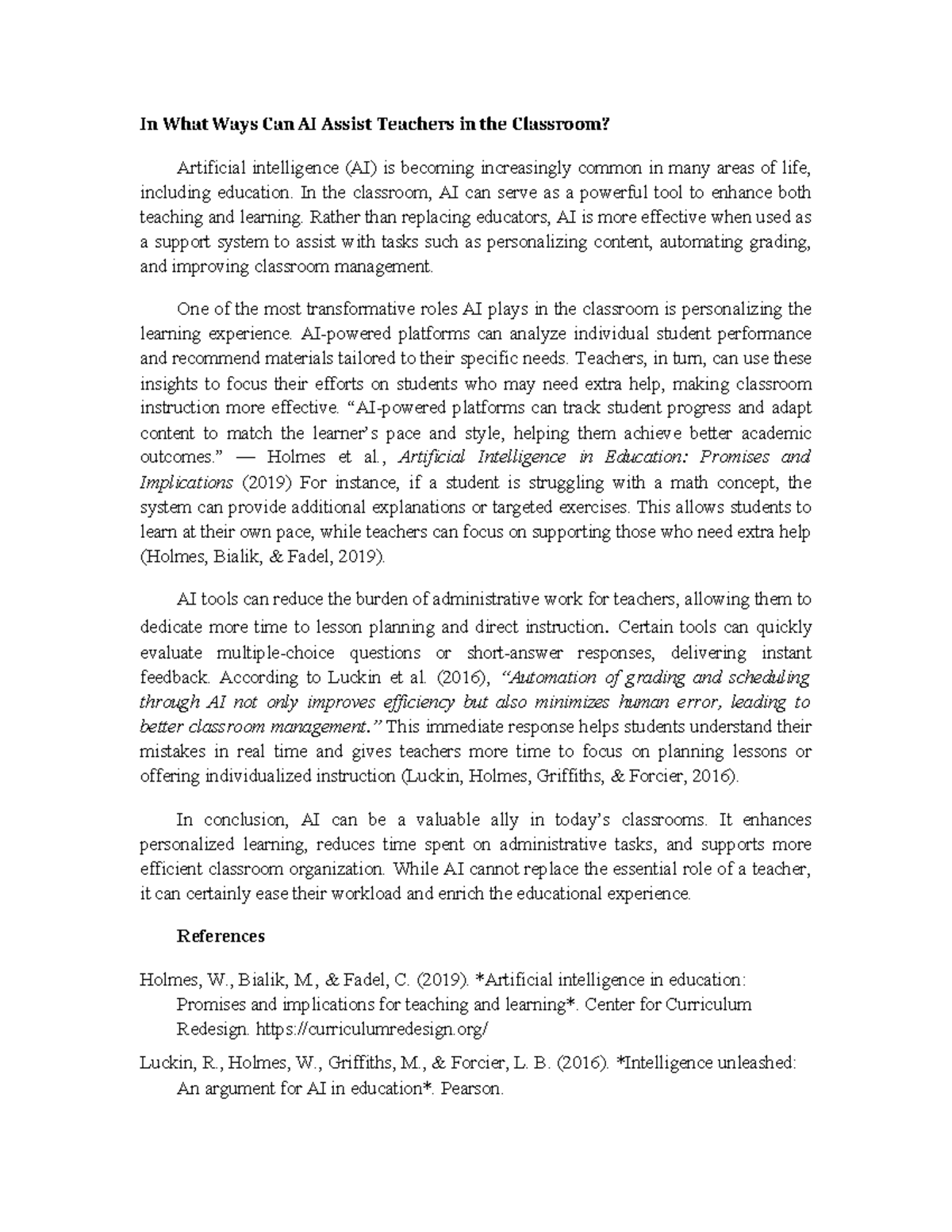 AI in Education: Enhancing Teaching & Learning Support (Task 4) - Studocu