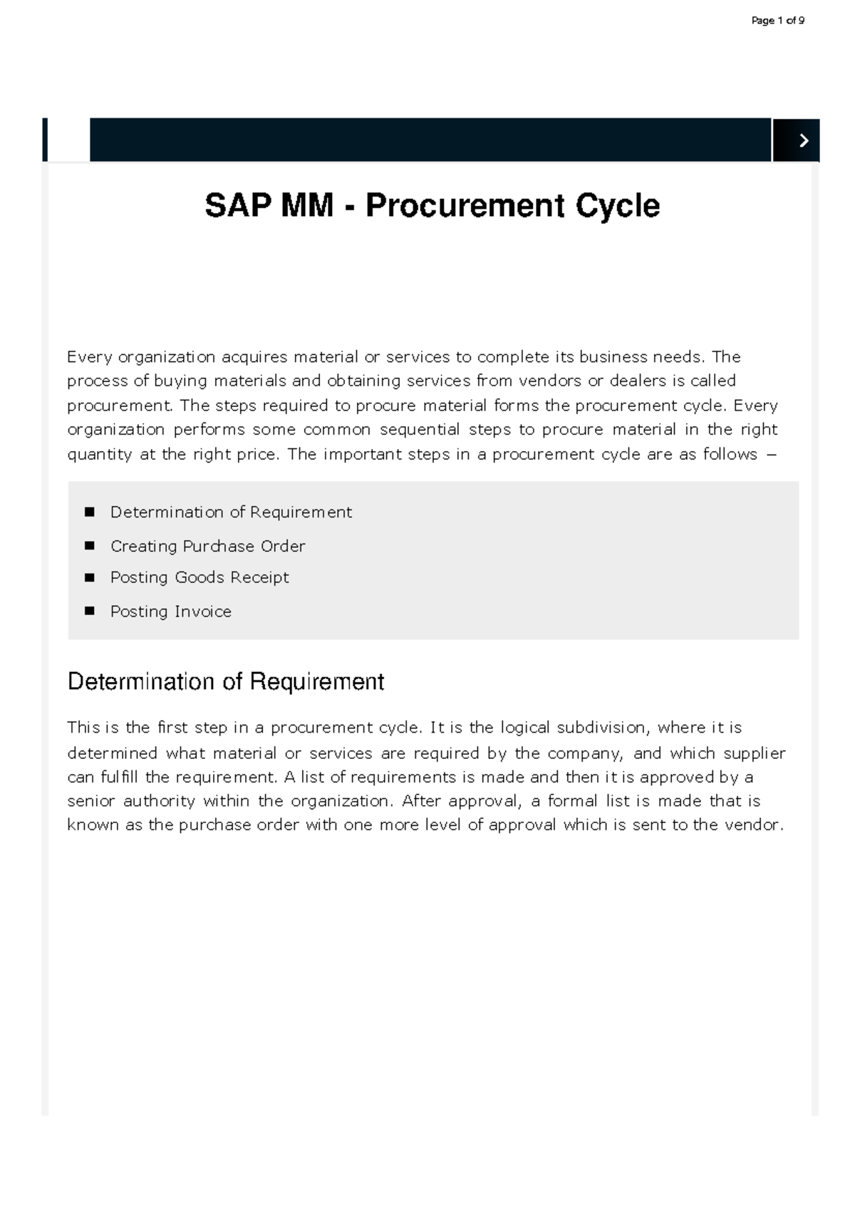 SAP MM Procurement Cycle: Key Steps and Processes Explained - Studocu